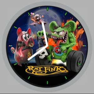 Rat Fink Wall Clock with Neon Accent Colors